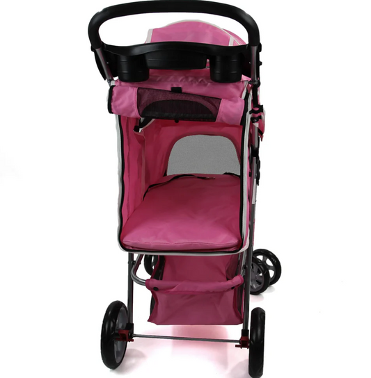 Pink Pet Stroller – Stylish & Comfortable Travel Solution for Your Pet