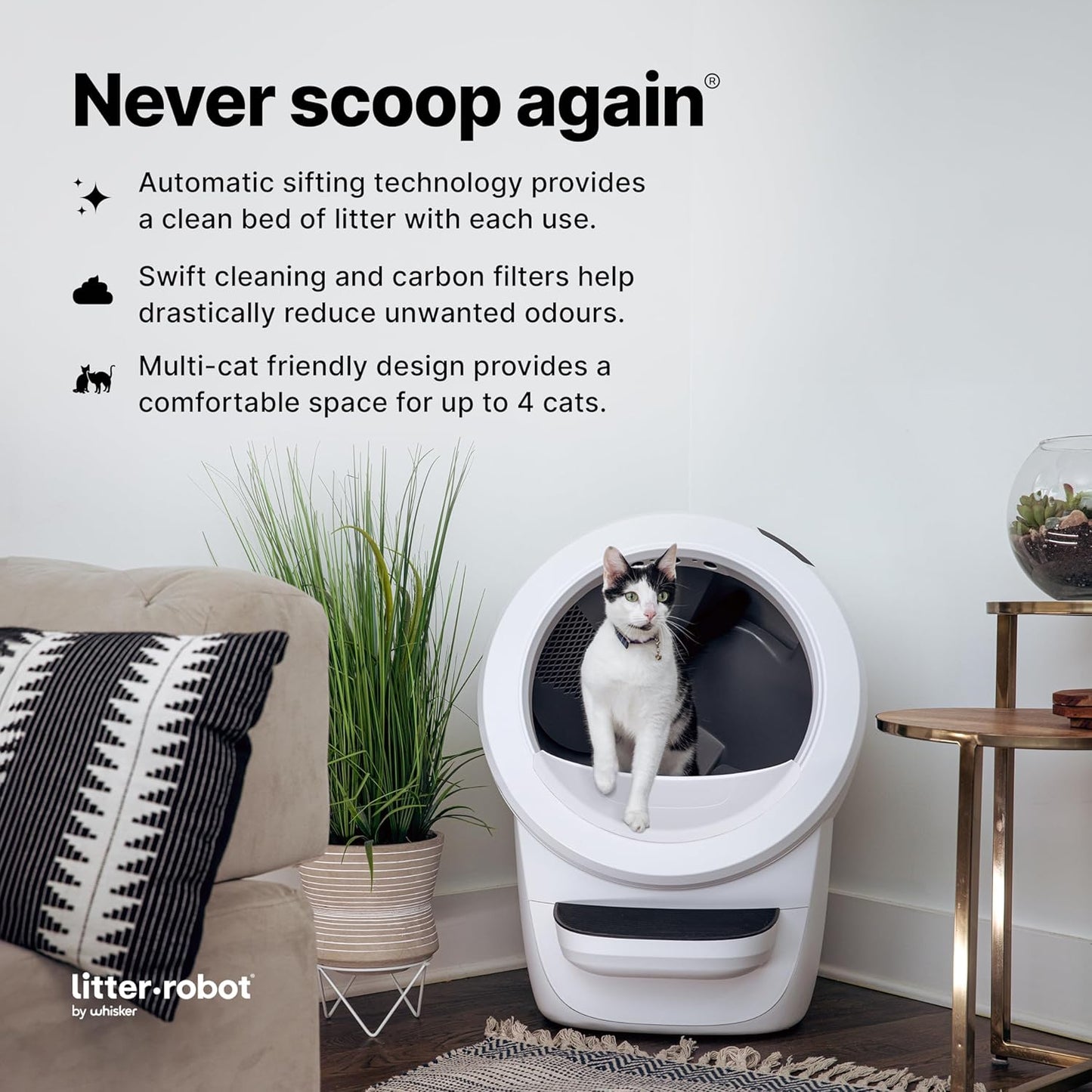 Litter-Robot 4 with Step & Fence (White)