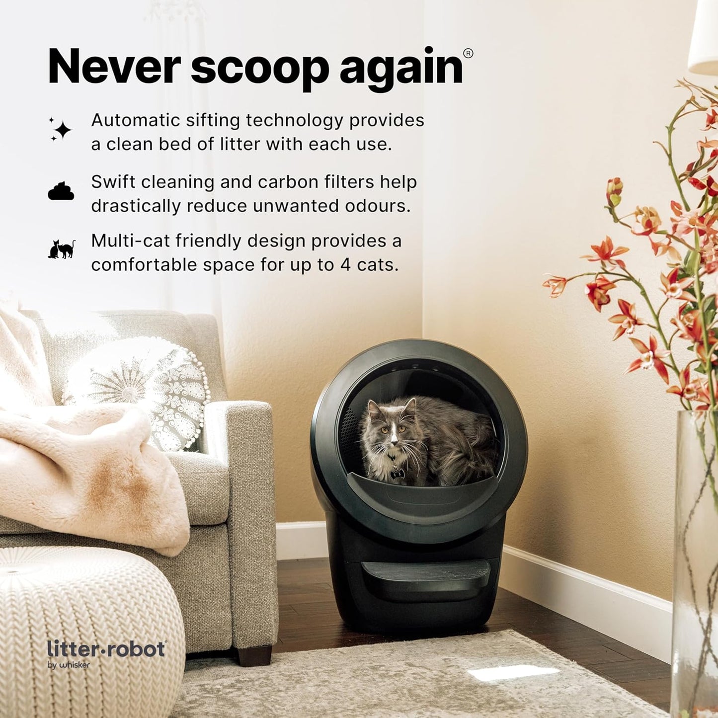 Litter-Robot 4  with Step & Fence (Black)